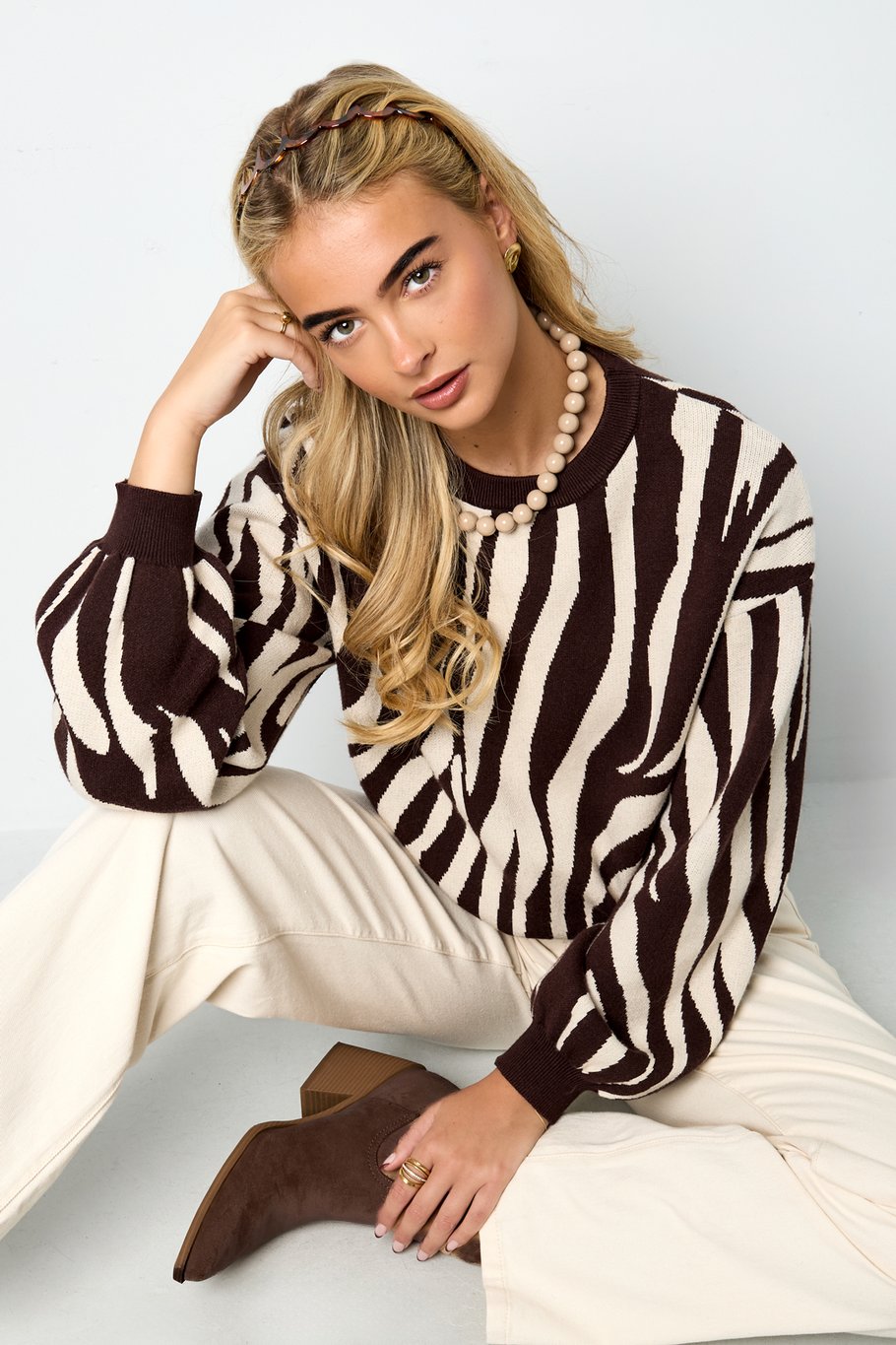 Gebreide truien Zebrastrepen Casual herfst/winterkleding h5Afbeelding4